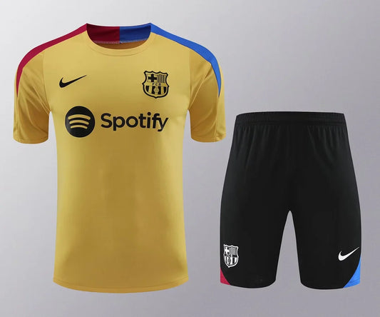 2024/2025 Barcelona pre-match training Glod Shirt+Shorts