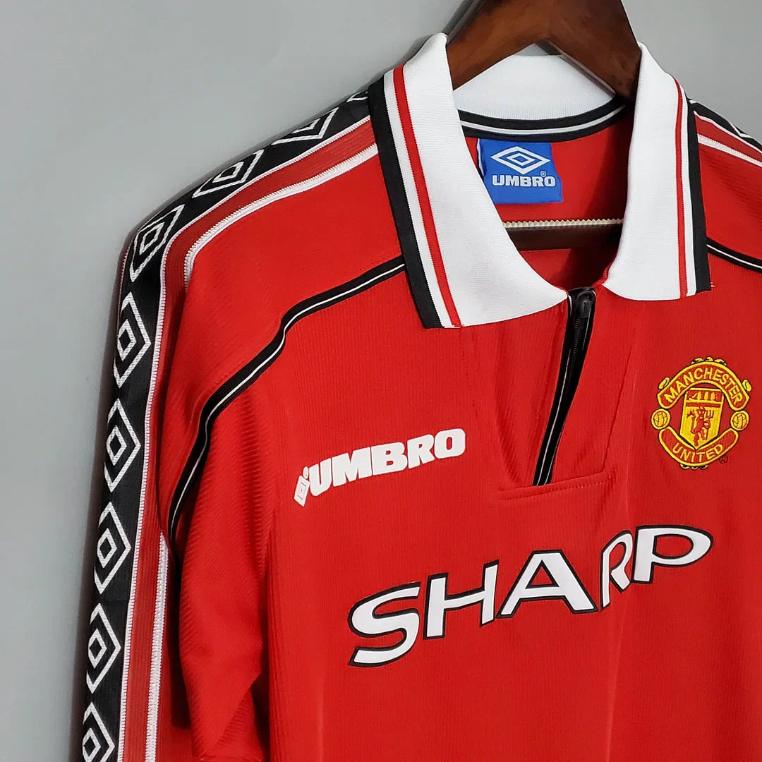 1998-1999 Retro Long Sleeve Manchester United Home Football Shirt