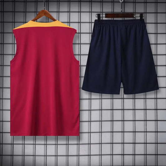 2024/2025 Barcelona pre-match training Red Jersey+Shorts