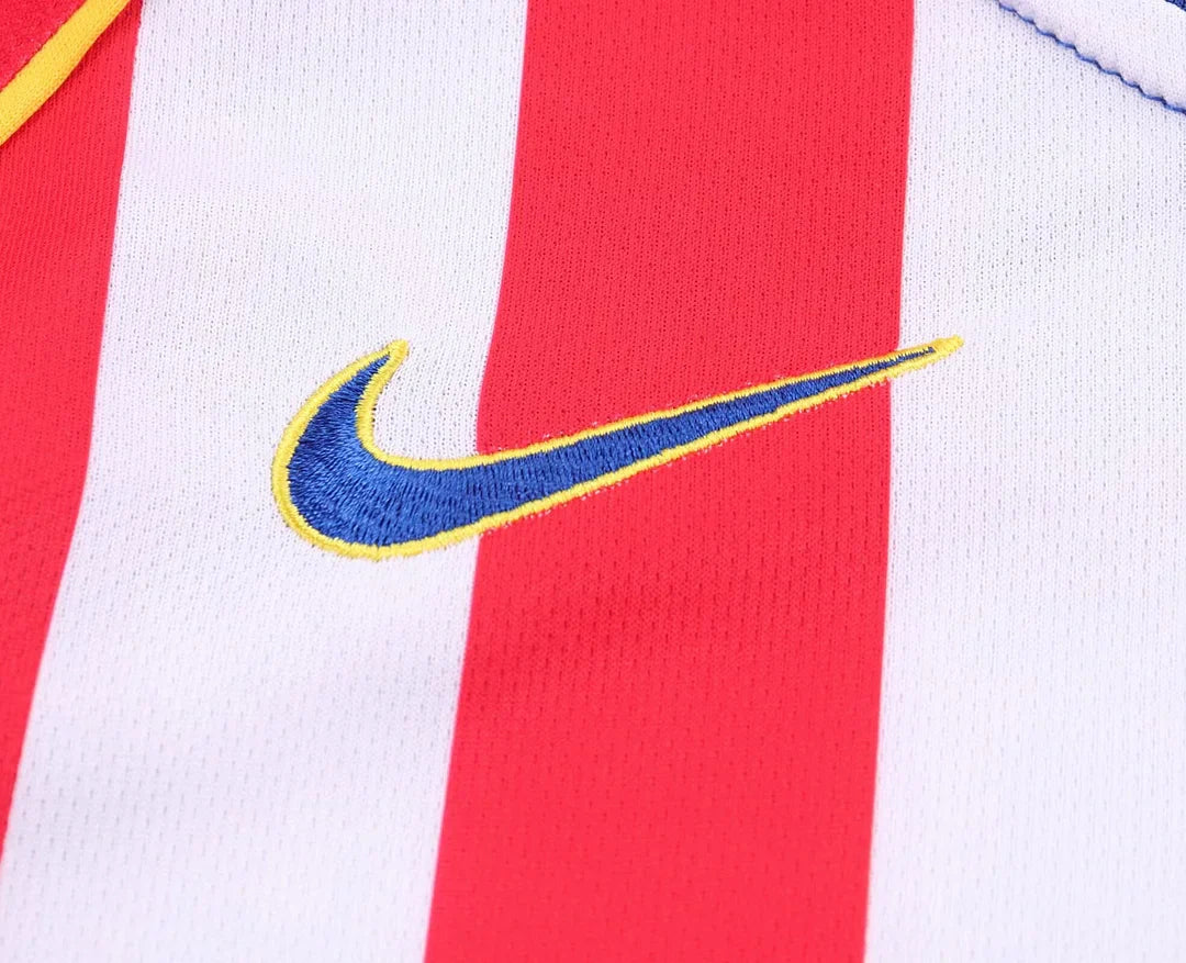 2004/2005 Retro Long Sleeve Atletico Madrid Home Football Shirt Kids Size