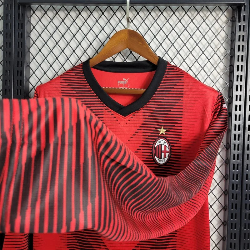 2023/2024 Long Sleeve AC Milan Home Football Shirt
