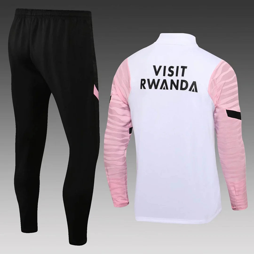 2021/2022 Psg Paris Saint-Germain Half-Pull White Pink Sleeves Tracksuit