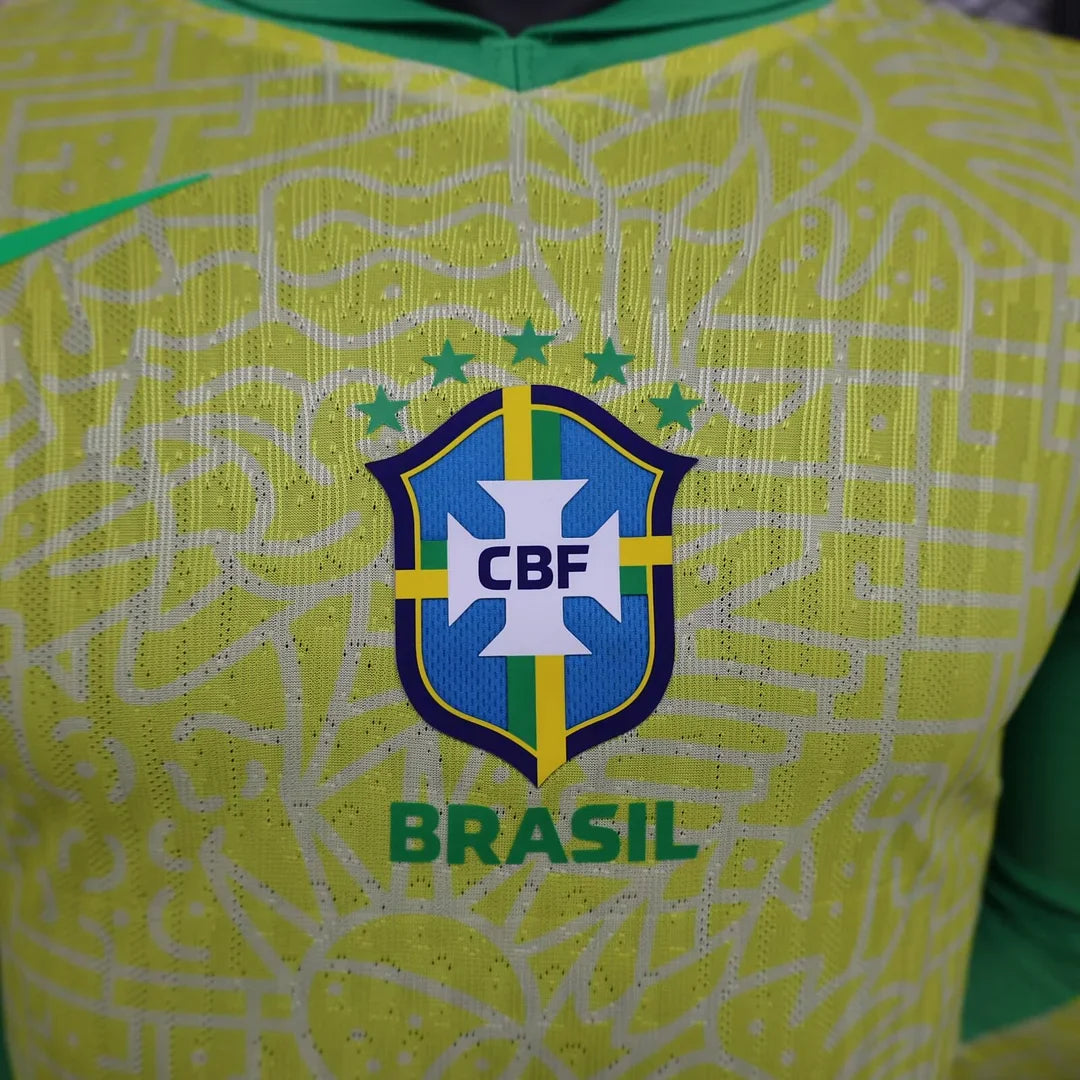 2024 Long Sleeve Player Version Brazil Home Football Shirt