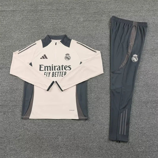 2024/2025 Real Madrid Beige Half-Pull Tracksuit