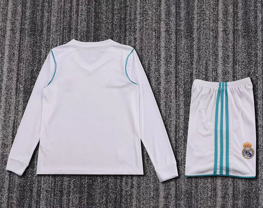 2017/2018 Retro Long Sleeve Real Madrid Home Football Shirt Kids Size
