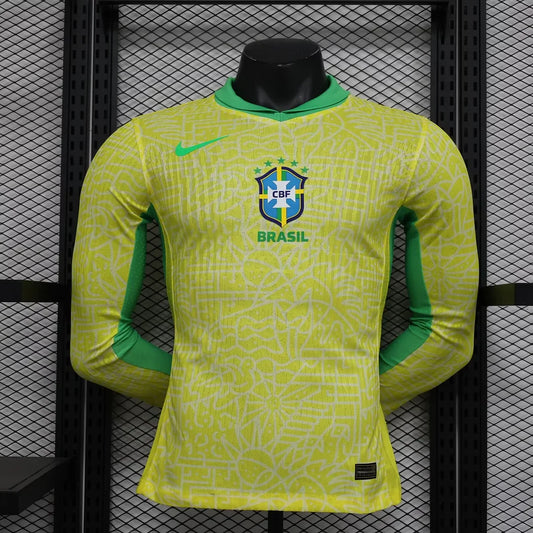 2024 Long Sleeve Player Version Brazil Home Football Shirt