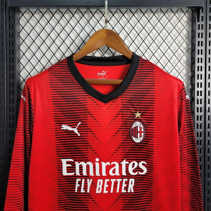 2023/2024 Long Sleeve AC Milan Home Football Shirt
