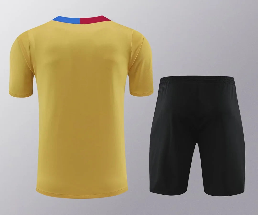 2024/2025 Barcelona pre-match training Glod Shirt+Shorts
