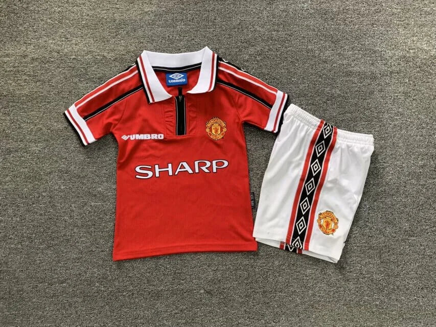 1998/1999 Retro Manchester United Home Football Shirt Kids Size