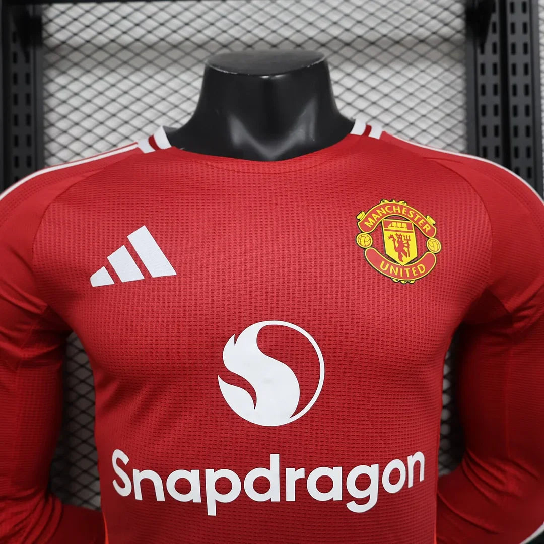 2024/2025 Long Sleeve Player Version Manchester United Home Football Shirt