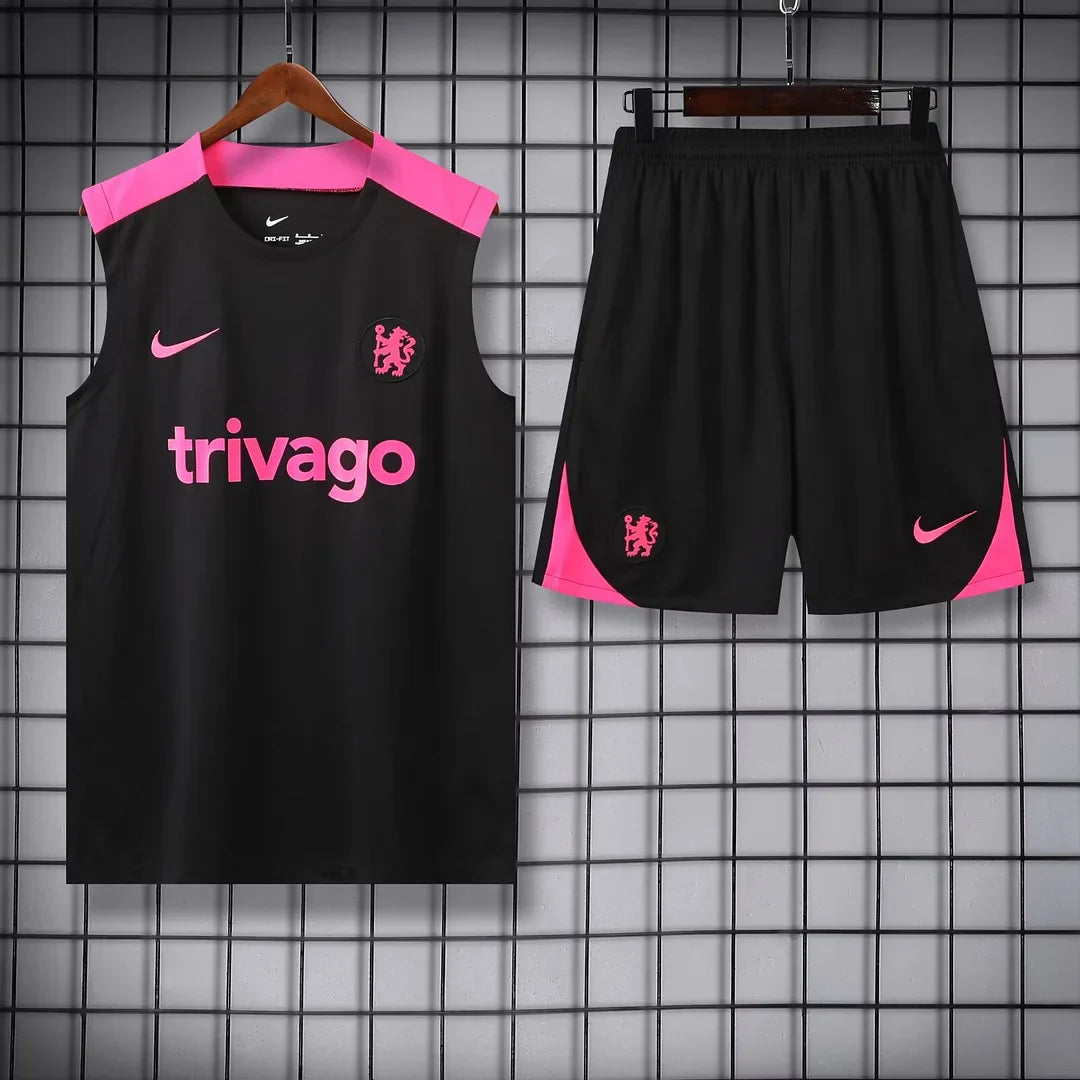 2024/2025 Chelsea Pre-match Training Black Jersey+Shorts