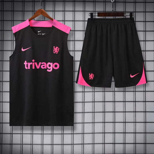 2024/2025 Chelsea Pre-match Training Black Jersey+Shorts