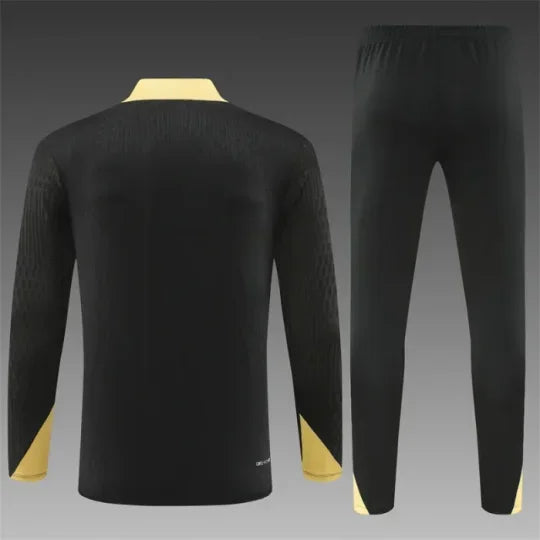 2024/2025 Barcelona Half-Pull Black Gold Tracksuit