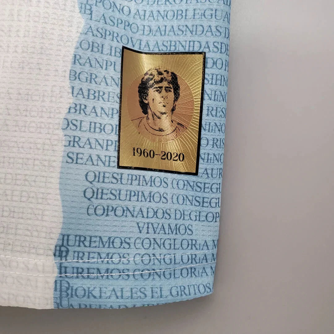 2021 Retro Argentina Soccer Jersey Maradona Special Emblem Football Shirt