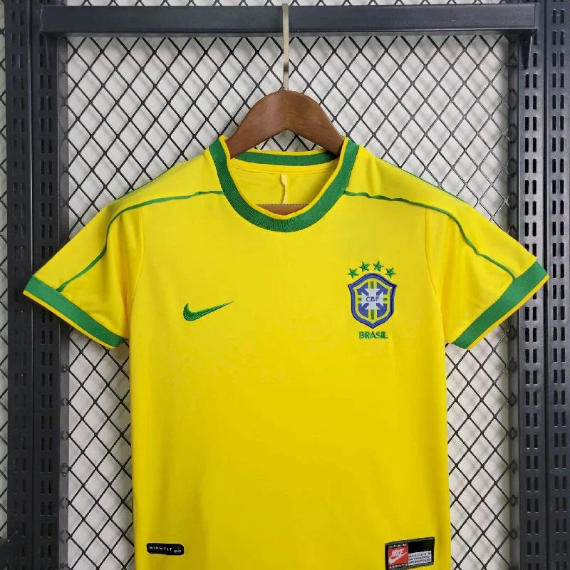 1998 Retro Brazil Home Football Shirt Kids Size