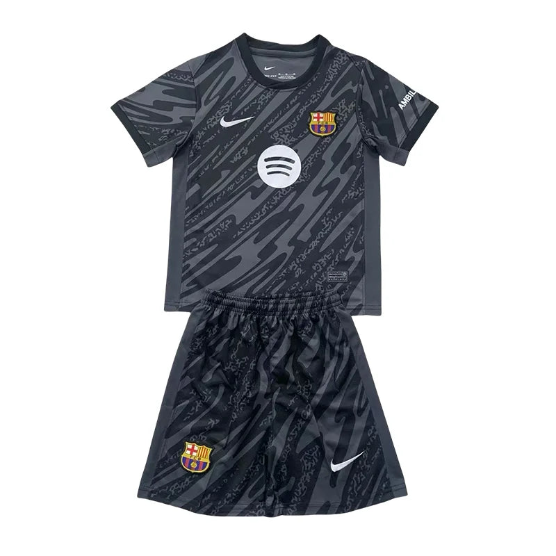 2024/2025 Barcelona Black Goalkeeper Football Shirt Kids Size