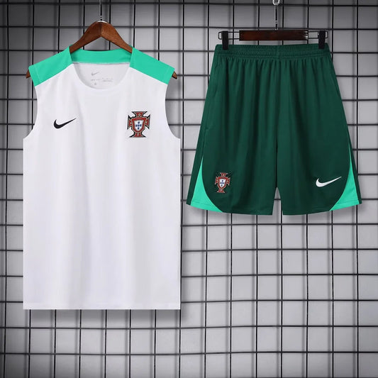 2024 Portugal Pre-match Training White Jersey+Shorts