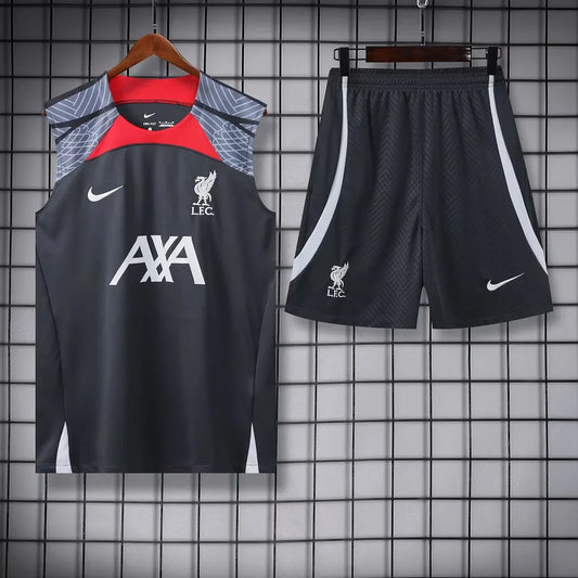 2024/2025 Liverpool Pre-match Training Black Jersey+Shorts