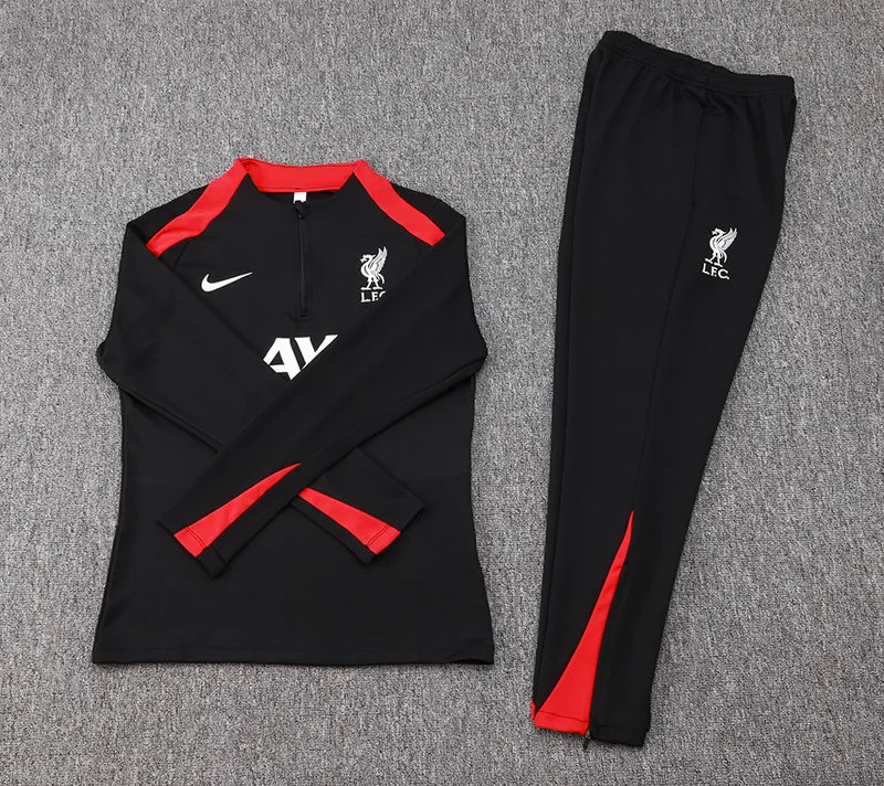 2024/2025 Liverpool Half-Pull Black Tracksuit