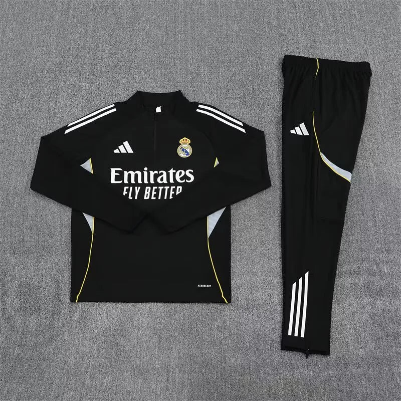 2025/2026 Real Madrid Black Half-Pull Tracksuit