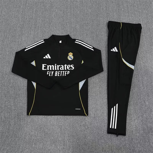 2025/2026 Real Madrid Black Half-Pull Tracksuit