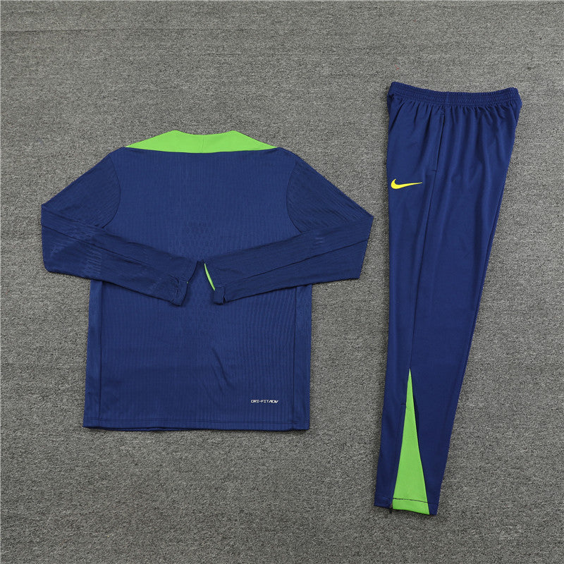 2024 Brazil Dark Blue Half-Pull Tracksuit