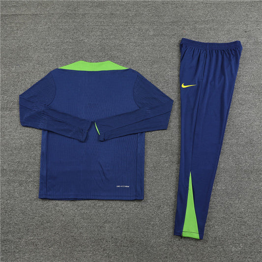 2024 Brazil Dark Blue Half-Pull Tracksuit