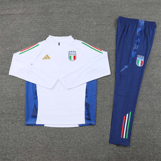 2024/2025 Italy Blue and White Half-Pull Tracksuit