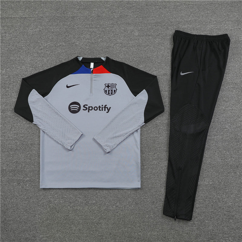 2024/2025 Barcelona Half-Pull Grey Black Tracksuit