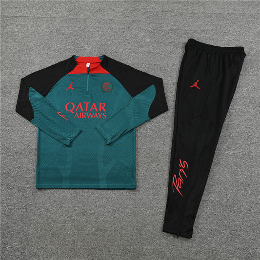 2024/2025 PSG Paris Saint-Germain Green Half-Pull Tracksuit