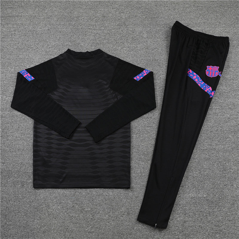 2021/2022 Barcelona Half-Pull Black Tracksuit