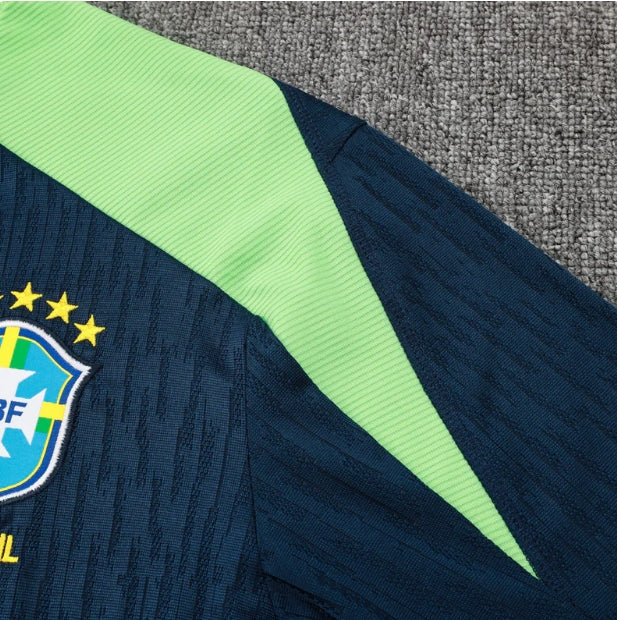 2024 Brazil Dark Blue Half-Pull Tracksuit