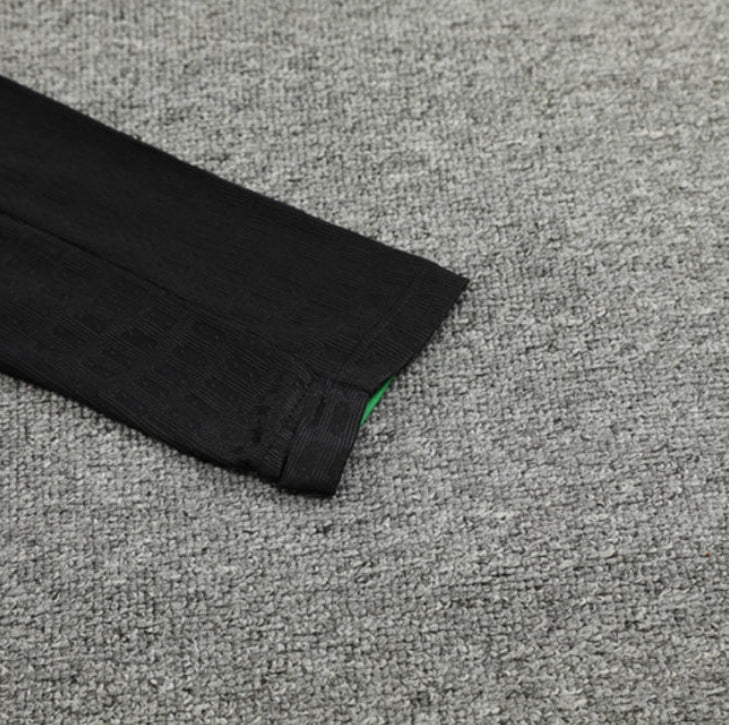 2025 Brazil Black Green Half-Pull Tracksuit