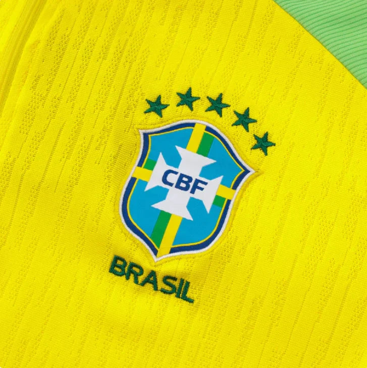 2025 Brazil Yellow and Dark Blue Half-Pull Tracksuit