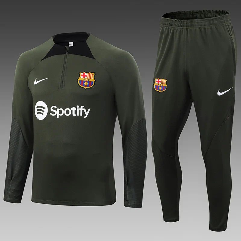 2023/2024 Barcelona Half-Pull Green Tracksuit