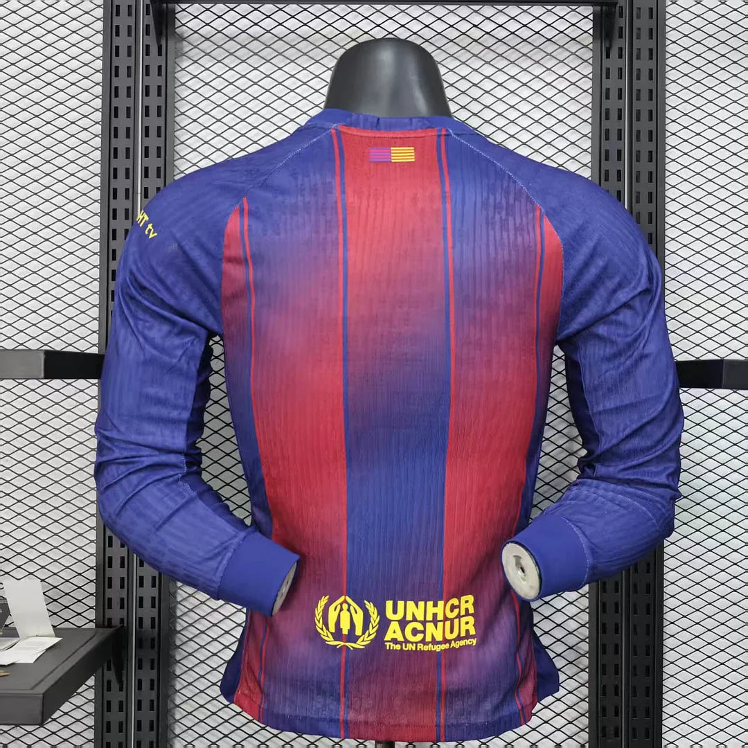 2025/2026 Long Sleeve Barcelona Home Football Shirt - Player Version