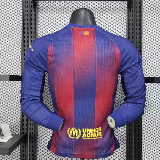 2025/2026 Long Sleeve Barcelona Home Football Shirt - Player Version