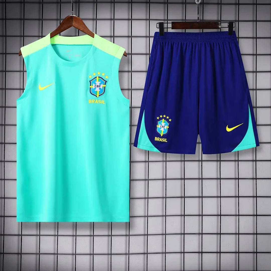 2024 Brazil pre-match training Light Blue Jersey+Shorts