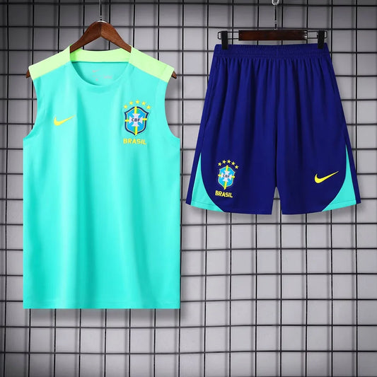 2024 Brazil pre-match training Light Blue Jersey+Shorts