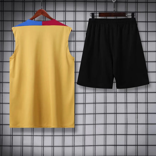 2024/2025 Barcelona pre-match training Glod Jersey+Shorts