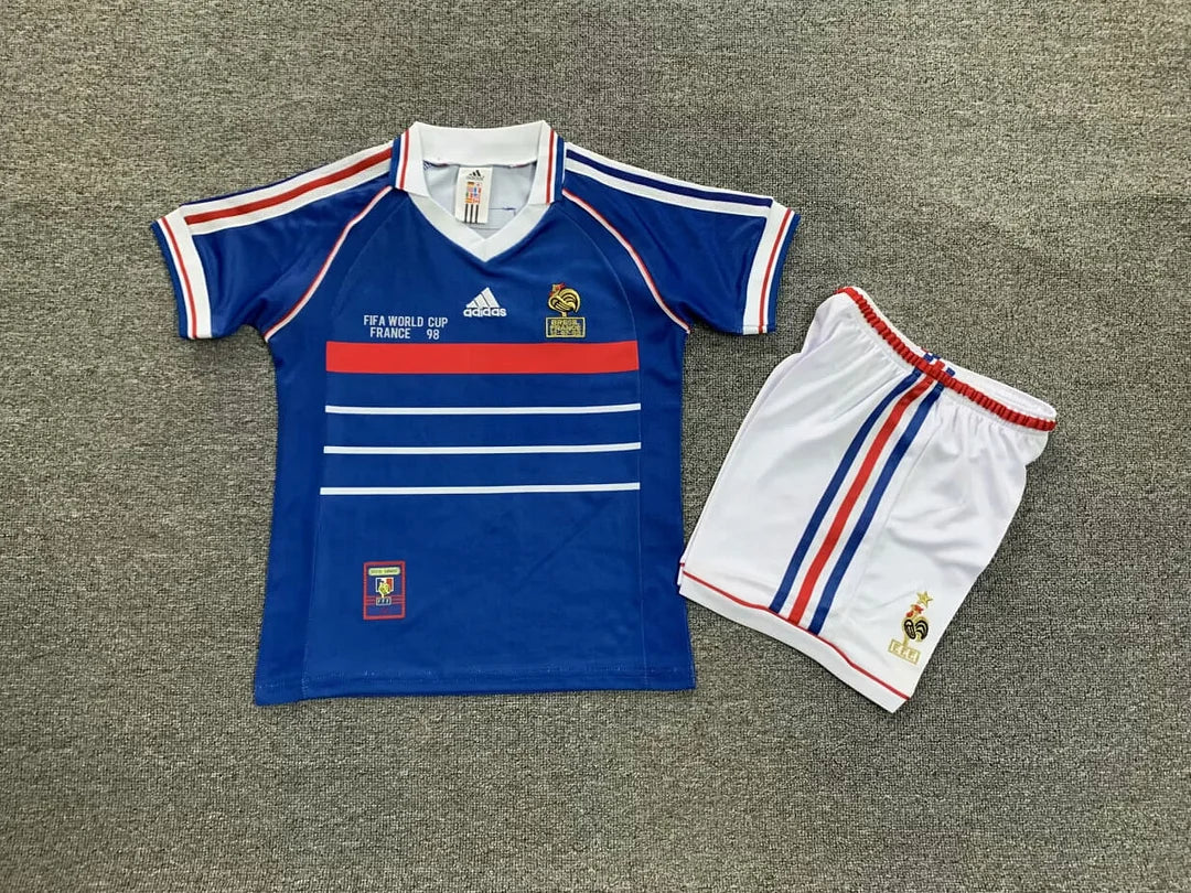 1998 Retro France Home Football Shirt Kids Size
