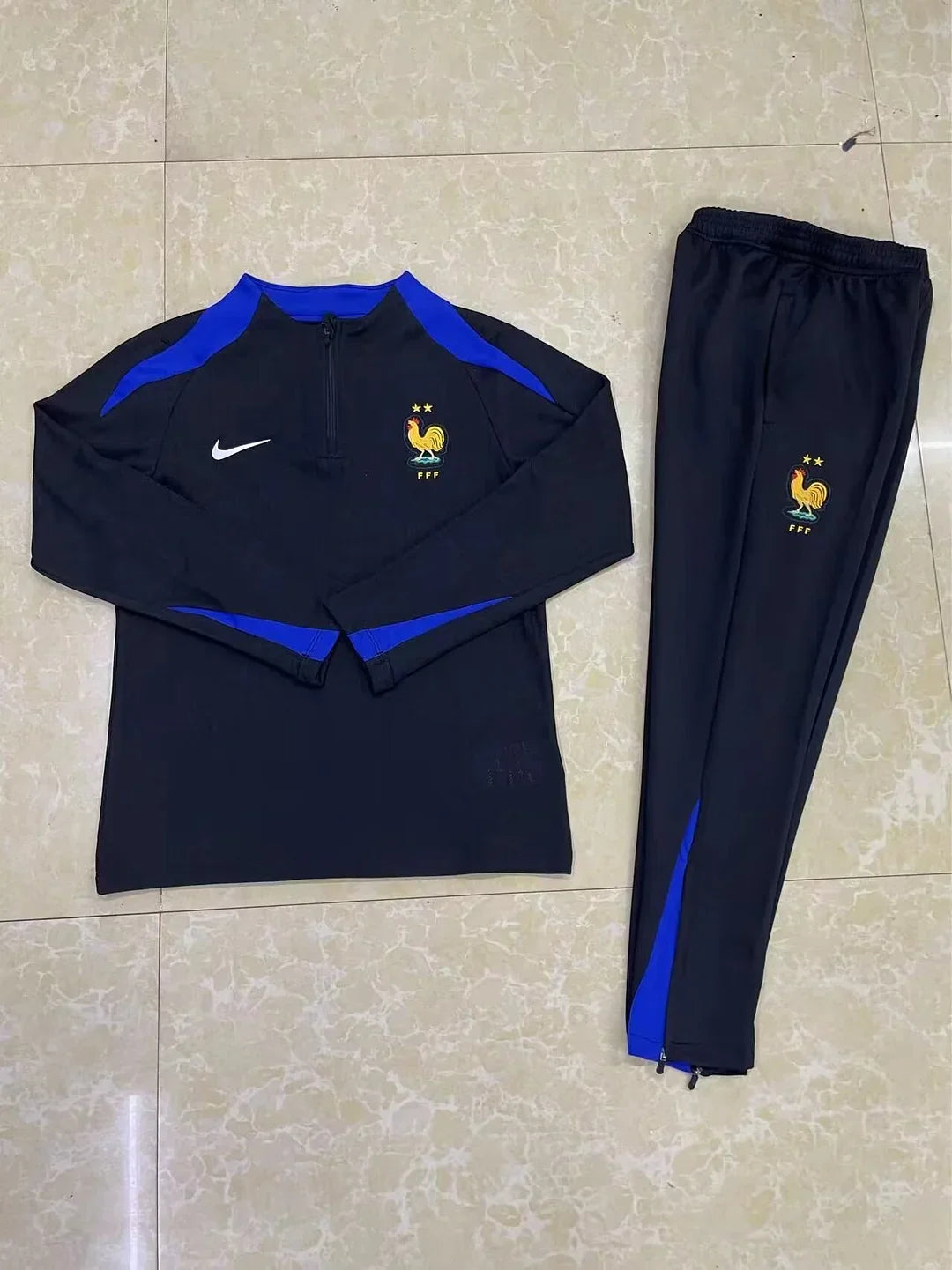 2024 France Half-Pull Black Tracksuit