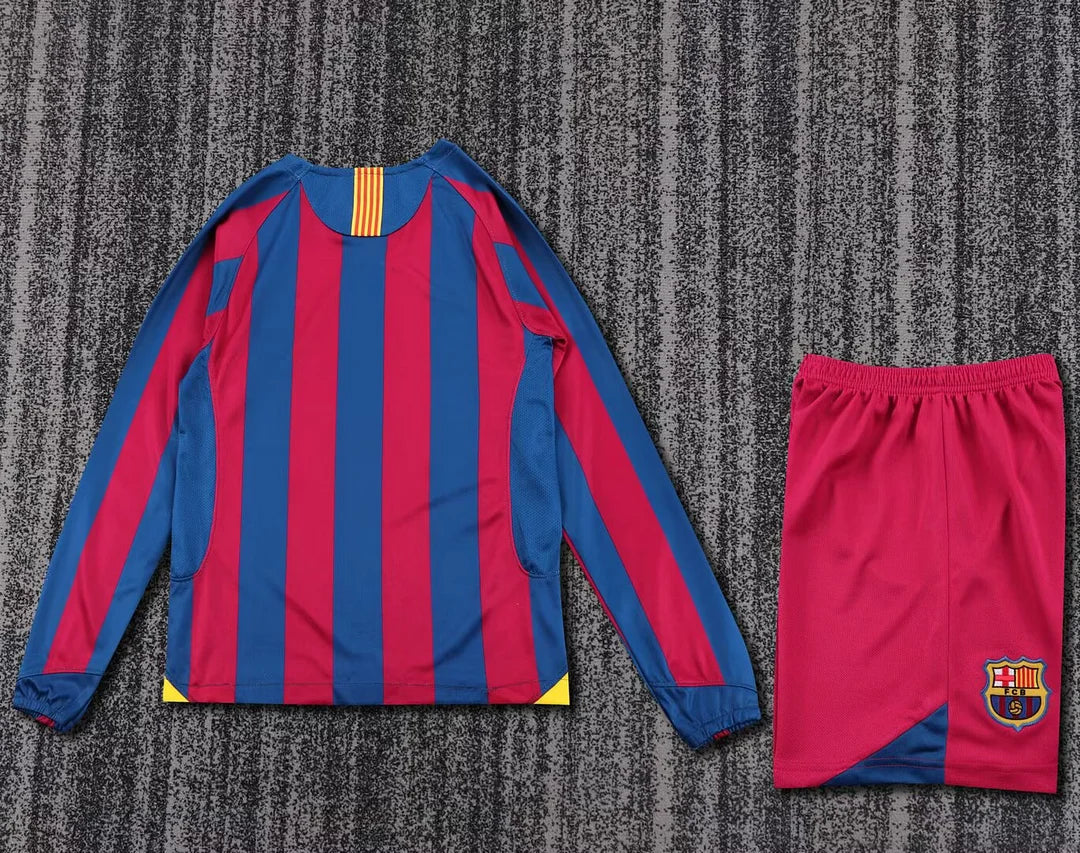 2005/2006 Retro Long Sleeve Barcelona Home Football Shirt Kids Size
