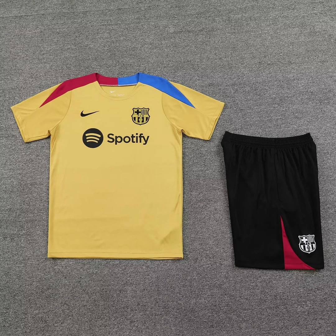 2024/2025 Barcelona pre-match training Glod Shirt+Shorts