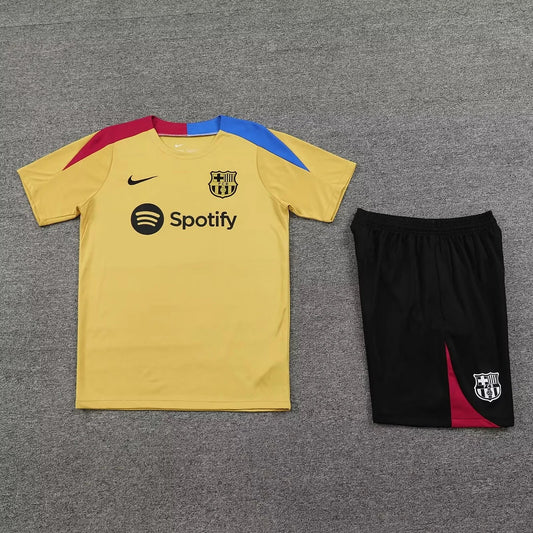 2024/2025 Barcelona pre-match training Glod Shirt+Shorts