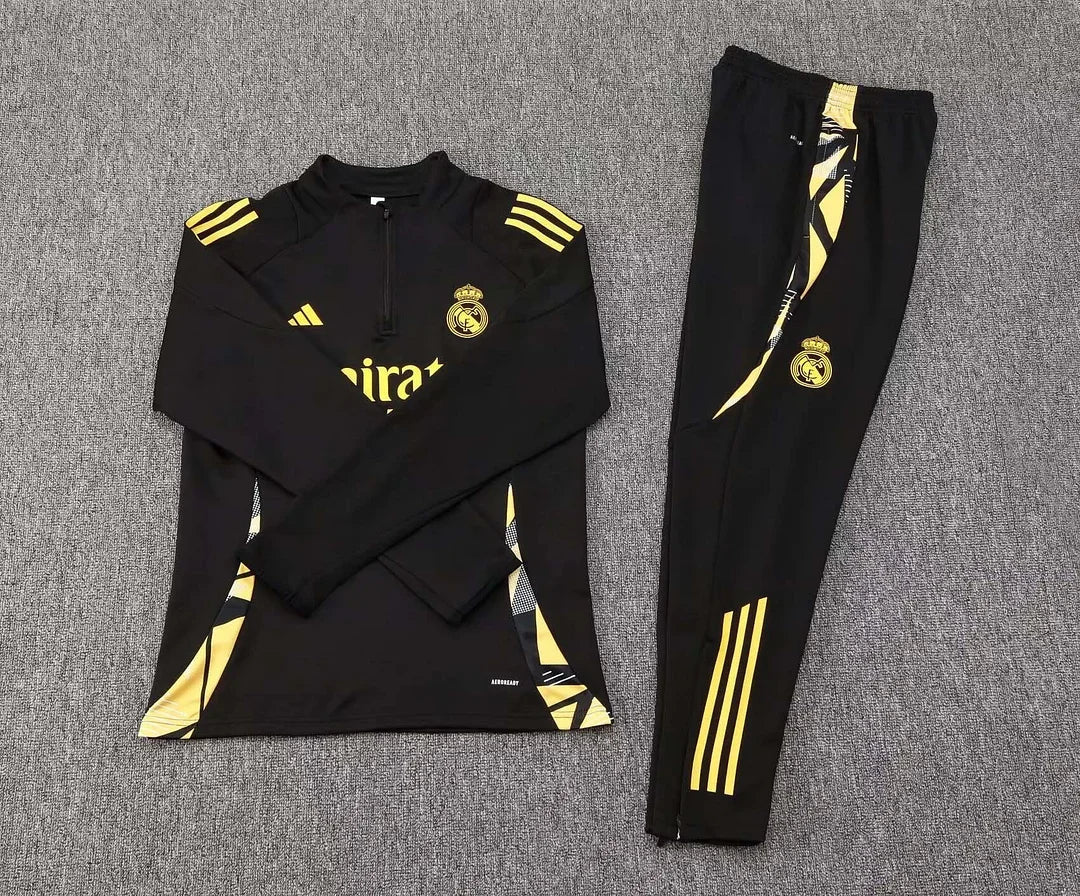 2024/2025 Real Madrid Half-Pull Black Tracksuit