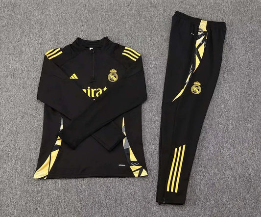 2024/2025 Real Madrid Half-Pull Black Tracksuit