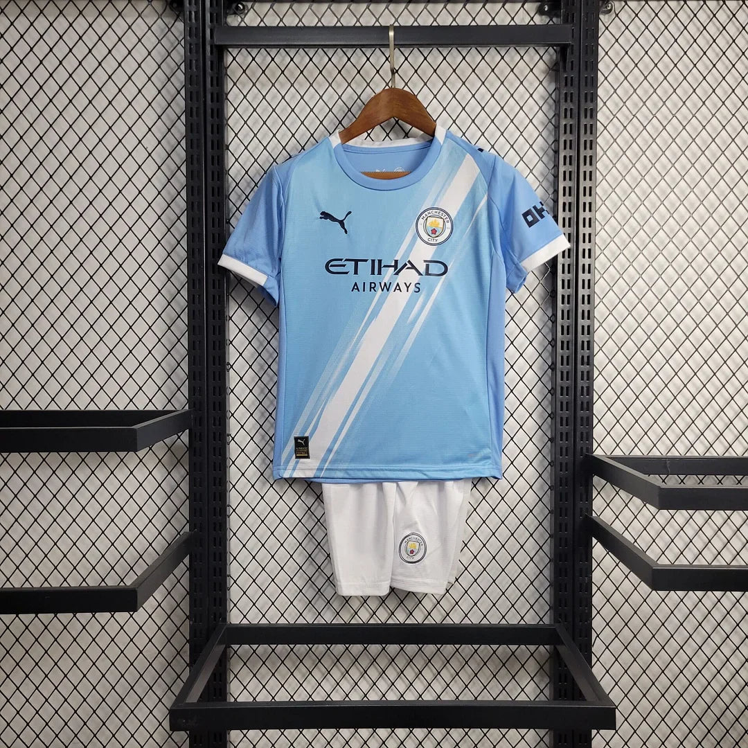2025/2026 Manchester City Home Football Shirt Kids Size