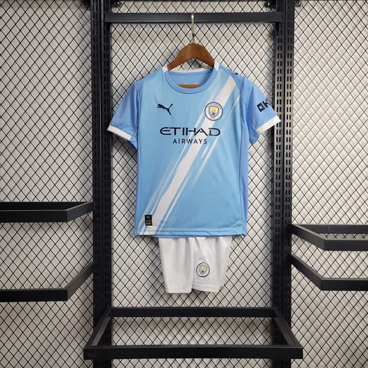 2025/2026 Manchester City Home Football Shirt Kids Size