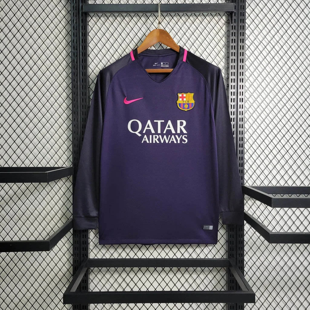 2016/2017 Retro Long Sleeve Barcelona Away Football Shirt